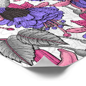 メルローズとピンクのハミングバードガーデン ポスター (角)