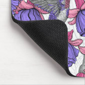 メルローズとピンクのハミングバードガーデン マウスパッド (コーナー)