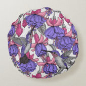 メルローズとピンクのハミングバードガーデン ラウンドクッション (裏面)