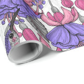 メルローズとピンクのハミングバードガーデン ラッピングペーパー (ロールコーナー)