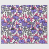 メルローズとピンクのハミングバードガーデン ラッピングペーパー (フラット)