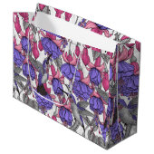 メルローズとピンクのハミングバードガーデン ラージペーパーバッグ (正面アングル)