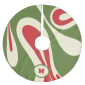 メルローフロートリップ（幻覚体験）のような抽象芸術クリスマスパターンイニシャル ブラッシュドポリエステルツリースカート (正面)