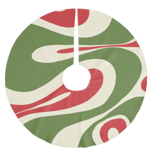 メルローフロートリップ（幻覚体験）のような抽象芸術クリスマスパターン ブラッシュドポリエステルツリースカート (正面)