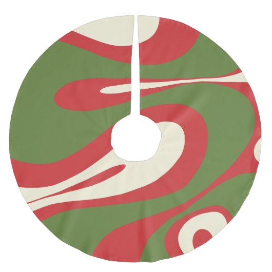 メルローフロートリップ(幻覚体験)のような抽象芸術クリスマスパターン ブラッシュドポリエステルツリースカート (正面)