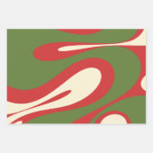 メルローフローレトロクリスマス抽象芸術パターン ラッピングペーパーシート (正面3)