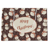 メルロー雪だるま – メリークリスマス雪だるま赤。 ラージペーパーバッグ (正面)