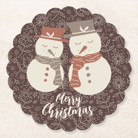 メルロー雪だるま – メリークリスマス2雪だるま赤。 ペーパーコースター (正面)
