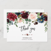 メルロ海軍フローラ結婚の手書き感謝 サンキューカード (正面/裏面)