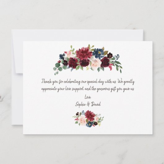 メルロ海軍フローラ結婚の手書き感謝 サンキューカード (裏面)