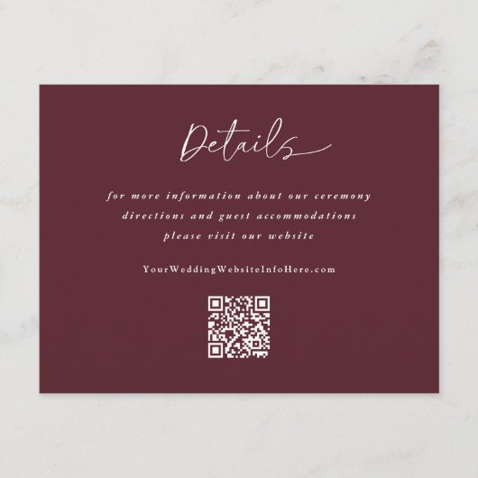 メルロ結婚ーのモダン手書き詳細QRコード エンクロージャーカード (正面)