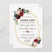 メルロ魅力的ー海軍ブルーフローラリハーサルディナー 招待状 (正面/裏面)