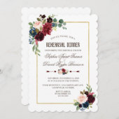 メルロ魅力的ー海軍ブルーフローラリハーサルディナー 招待状 (正面/裏面)