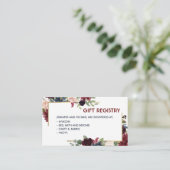 メルロ&ネイビーフローラ結婚のイベントギフトレジストリ エンクロージャーカード (スタンド正面)