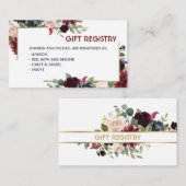 メルロ&ネイビーフローラ結婚のイベントギフトレジストリ エンクロージャーカード (正面/裏面)