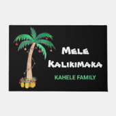 メレカリキパーソナライズされたマカクリスマスパームツリー ドアマット (正面)