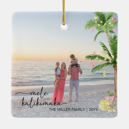 メレカリキマカのクリスマスホリディフルフォト セラミックオーナメント (裏面)
