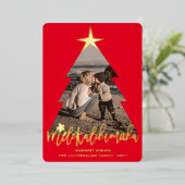 メレカリキマカクリスマスツリー切り出し赤写真 箔シーズンカード (立ち正面)