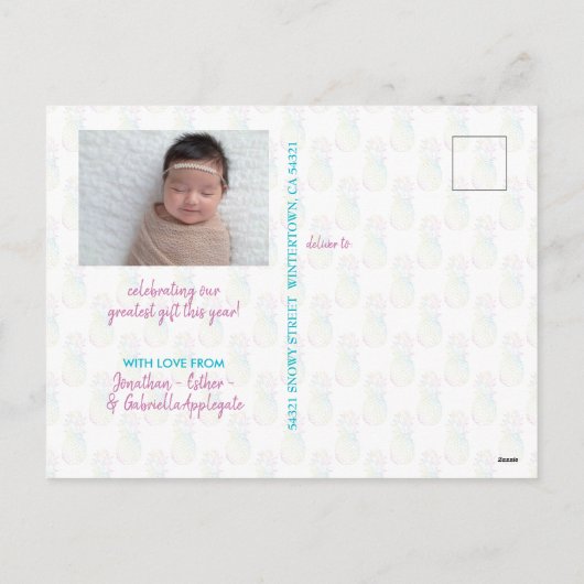 メレカリキマカクリスマスベビーホリデーフォト シーズンポストカード (裏面)