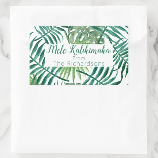 メレカリキマカクリスマスホリデータイポグラフィ 長方形シール (バッグ)