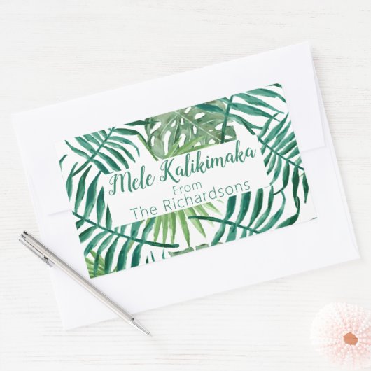 メレカリキマカクリスマスホリデータイポグラフィ 長方形シール (封筒)