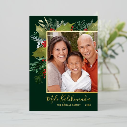メレカリキマカクリスマスホリーフォトフォイルカード 箔シーズンカード (立ち正面)
