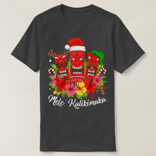 メレカリキマカクリスマスライトハワイアンティキクリスマ Tシャツ (デザイン正面)
