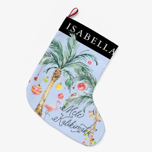 メレカリキマカクリパーソナライズされたスマスストッキング ラージクリスマスストッキング (正面 (吊り時))