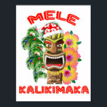 メレカリキマカサンタクロステティキ ポスター<br><div class="desc">アロハ！ハワイ祝のクリスマスか？サンタハットを着たハワイアンTiki、クリスマスパームの木、熱帯のクリスマスのテーマのための赤いハイビスカスの花と飾、このハワイアンのスタイルをクリスマスのお祝いに追加しなさい。これは、ハワイでクリスマス休暇を取っている人、またはハワイアン諸島に住んでいる人のための完璧なクリスマスプレゼントである。メレカリキマカはハワイアンのメリークリスマスを意味する。マハロ！</div>