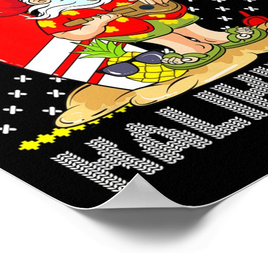 メレカリキマカサンタクロースサーファーギターハワイアン ポスター (角)