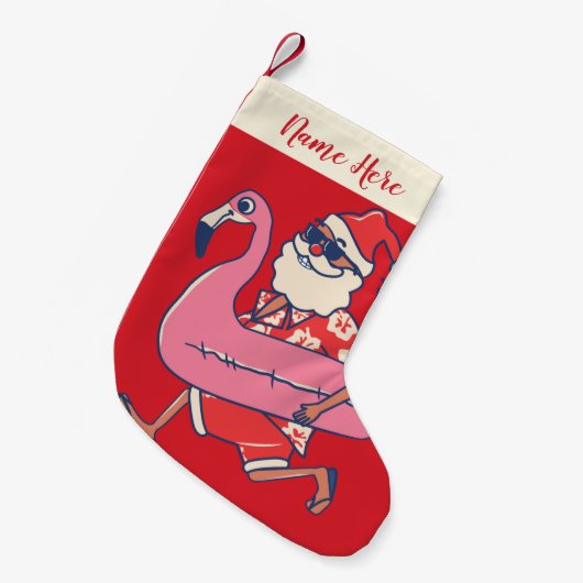 メレカリキマカサンタフラミンゴクリスマスゲタウェイ スモールクリスマスストッキング (正面 (吊り時))