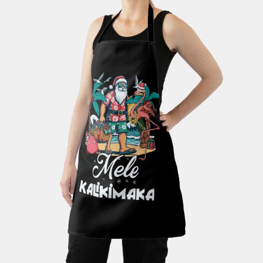 メレカリキマカサンタフラミンゴトロピカルクリスマス エプロン (インサイチュ)