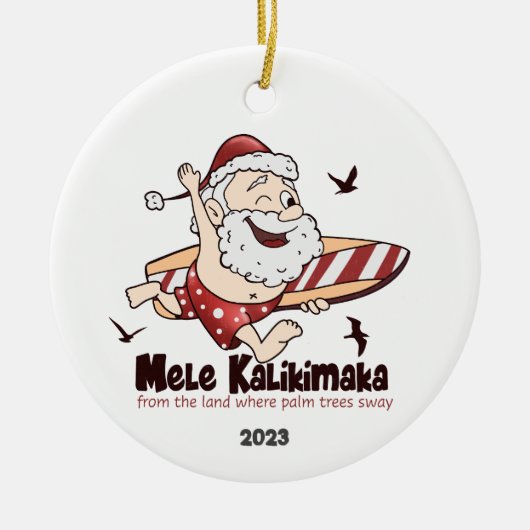 メレカリキマカサーフィンサンタハワイアン セラミックオーナメント (正面)