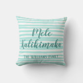 メレカリキマカシックティール(緑がかった色)ストライプ クッション (正面)