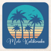 メレカリキマカトロピカルサンセットクリスマスパーティー スクエアペーパーコースター (正面)