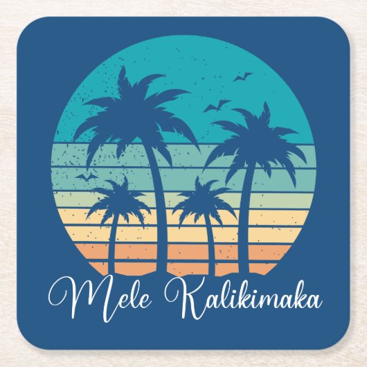 メレカリキマカトロピカルサンセットクリスマスパーティー スクエアペーパーコースター (正面)