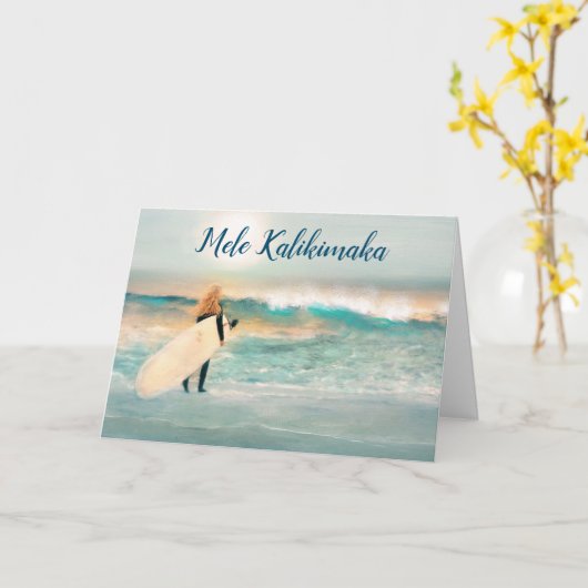 メレカリキマカトロピカルハワイサーフィンクリスマス カード (黄色い花)