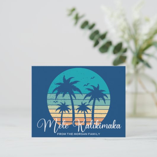 メレカリキマカトロピカルビーチサンセットクリスマス シーズンポストカード (スタンド正面)