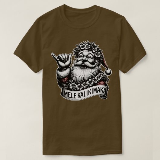 メレカリキマカハワイアンクリスマスサンタクロース Tシャツ (デザイン正面)