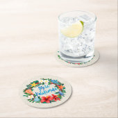 メレカリキマカハワイアンクリスマスリース ラウンドペーパーコースター (インサイチュ)