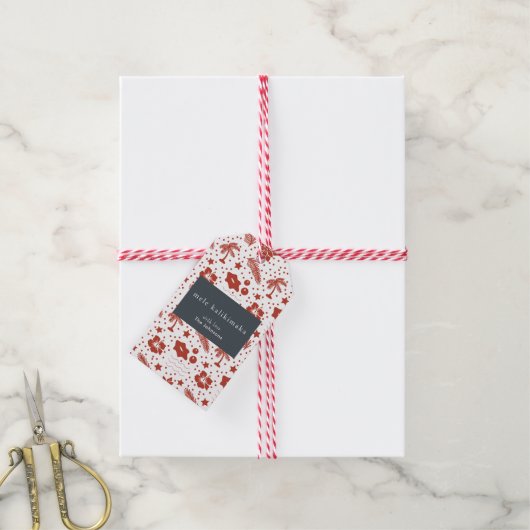 メレカリキマカハワイアンクリスマスレッドギフトタグ ギフトタグ (より糸付き)