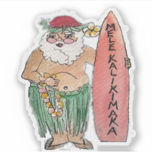 メレカリキマカハワイアンサンタクロースステッカー シール (正面)