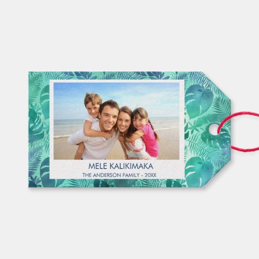 メレカリキマカハワイアン熱帯ビーチ写真 ギフトタグ (正面(横))