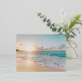 メレカリキマカビューティフルビーチクリスマス金ゴールド 箔シーズンポストカード (立ち正面)