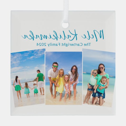 メレカリキマカビーチバケーション3写真クリスマス ガラスオーナメント (裏面)