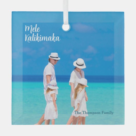 メレカリキマカビーチ写真アイランドクリスマス ガラスオーナメント (正面)