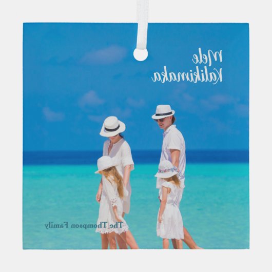 メレカリキマカビーチ写真アイランドクリスマス ガラスオーナメント (裏面)