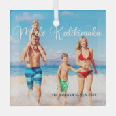 メレカリキマカファミリー写真ビーチクリスマス2022 ガラスオーナメント (正面)