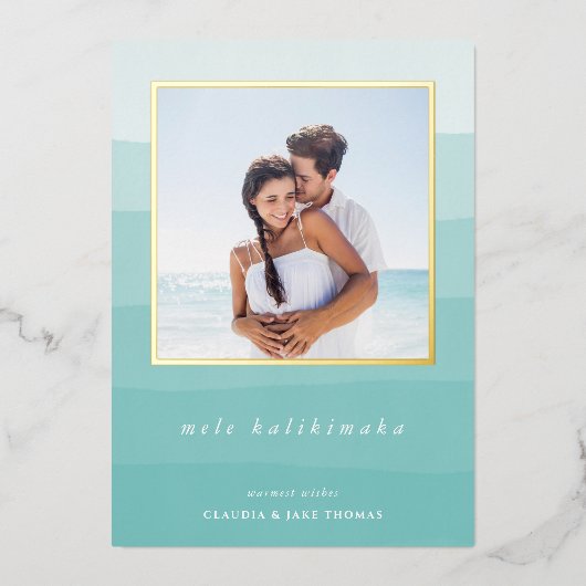 メレカリキマカ水カラーストライプ写真 箔シーズンカード (正面)