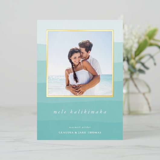 メレカリキマカ水カラーストライプ写真 箔シーズンカード (立ち正面)